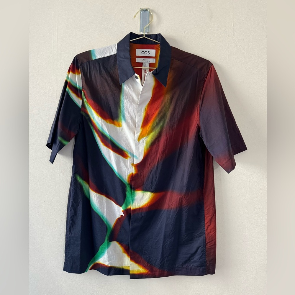 COS x Lea Colombo buttoned shirt, abstract floral design, 100% cotton
